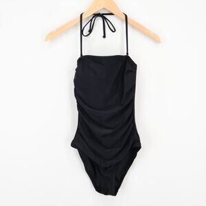 J.Crew Factory Strapless Ruched Side One Piece Swimsuit Black Size XS NWT